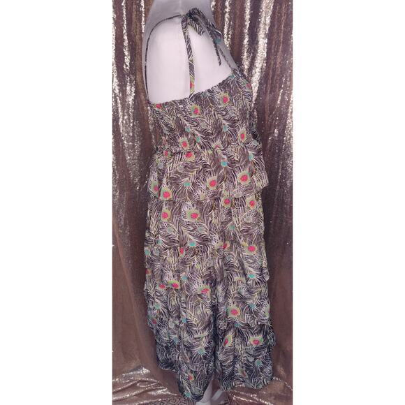 Liberty of London Target Dress Peacock Feather Tiered Ruffle Whimsy Bow Straps M - Picture 9 of 9